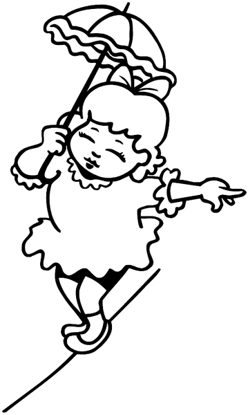 Girl walking tightrope vinyl sticker. Customize on line. Entertainment And Circus 033-0269